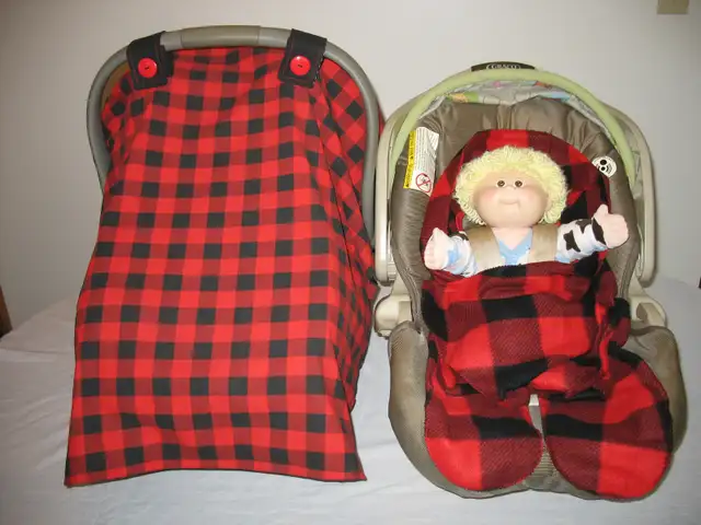 Baby Carseat Canopy with Baby Carseat Blanket-Wrap Set $70 in Strollers, Carriers & Car Seats in Cornwall - Image 8