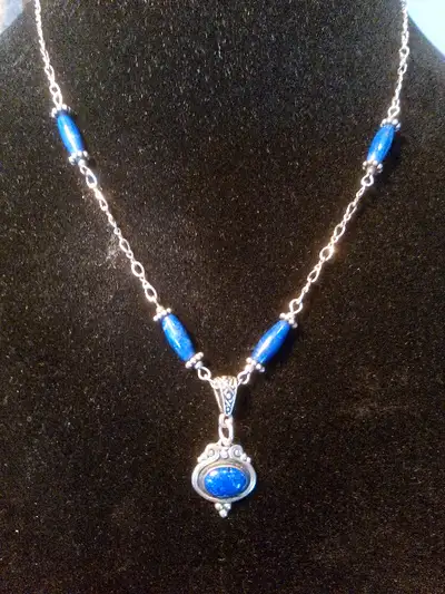 #36 Boho Beautiful 925 Sterling Silver Lapis Lazuli Necklace 11g, View more