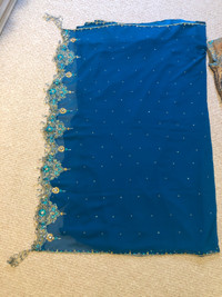 Designer Saree/sari with Golden Blouse, Never Worn