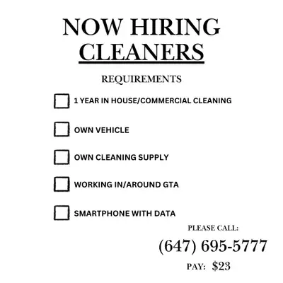 PLEASE ONLY CALL IF YOU HAVE ALL THE FOLLOWING REQUIREMENTS: EXPERIENCE 1YR IN HOUSE/COMMERCIAL CLEA...
