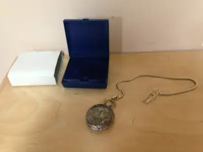 Vintage Tinly Gold tone Pocket Watch Duck Hunter theme. Made In, View more