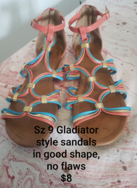 Beautiful gladiator style summer sandals coral & turquoise