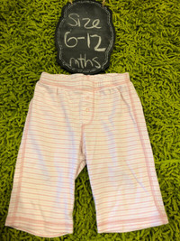 Old Navy pink/white striped cotton pants 6-12 months