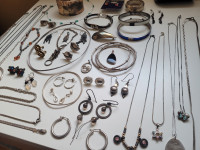 Large Collection of Sterling Silver Jewelry 