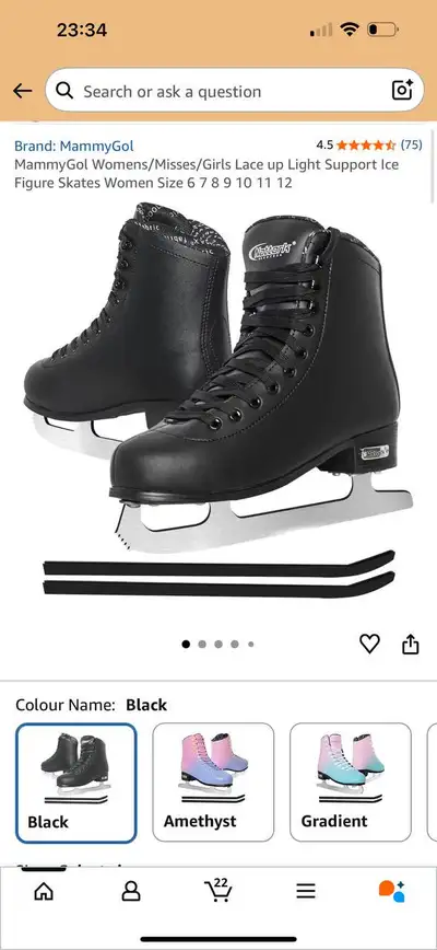 MammyGol Women’s Figure Ice Skate Black – Size Women 8 / Men 7 –, View more