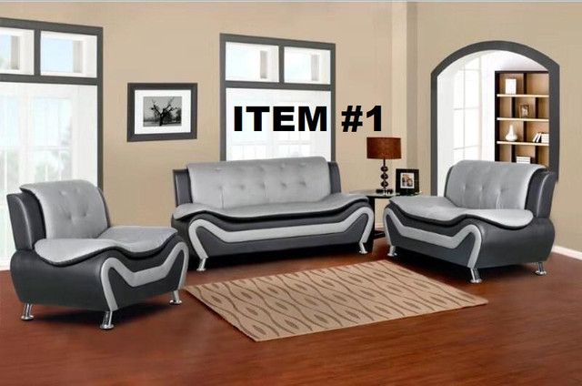SOFA SET - LEATHER - 3 PIECE SET - ALL BRAND NEW - $699 in Couches & Futons in Oshawa / Durham Region - Image 2