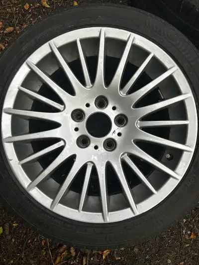 A set of four BMW 17 inch rims. These will fit any BMW three series from 1999 two 2012. Possibly fit...
