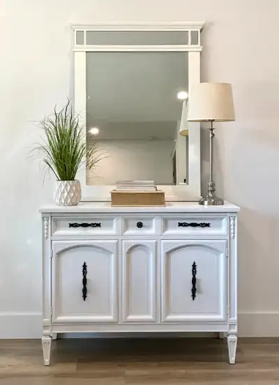 Vintage Malcolm Cabinet Credenza Buffet Sideboard & Mirror, View more