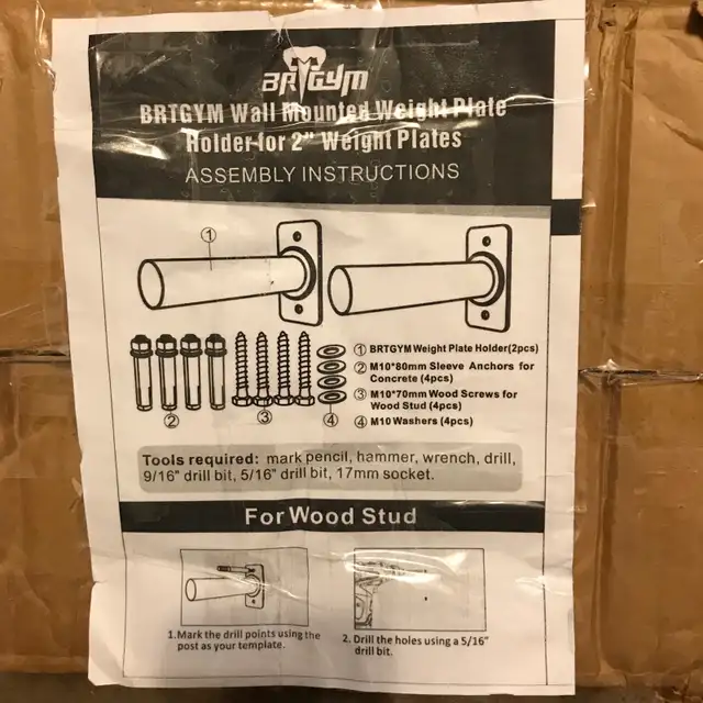 2 New BRTGYM Wall Mounted Weight Plate Holders, Fit 2” Plates in Other in City of Toronto - Image 10