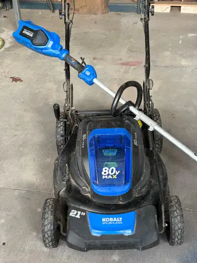 I'm selling a Kobalt 80V self-propelled lawn mower and edger combo, perfect for keeping your lawn lo...