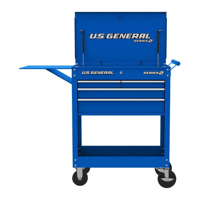 US GENERAL Four Drawer Mechanics Tool Carts Blue Red New In Box in Tool Storage & Benches in Windsor Region - Image 2