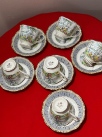 6 tea cups & 6 saucers Royal Albert Silver Birch 