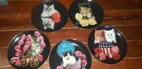 Rose and kitten plates