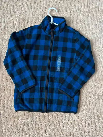 BOYS UNIQLO FLEECE JACKET BLUE/BLACK - 7/9 NWT, View more