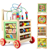 Wondertoys Wooden Activity Cube Toys with Bead Maze Baby Clocks 