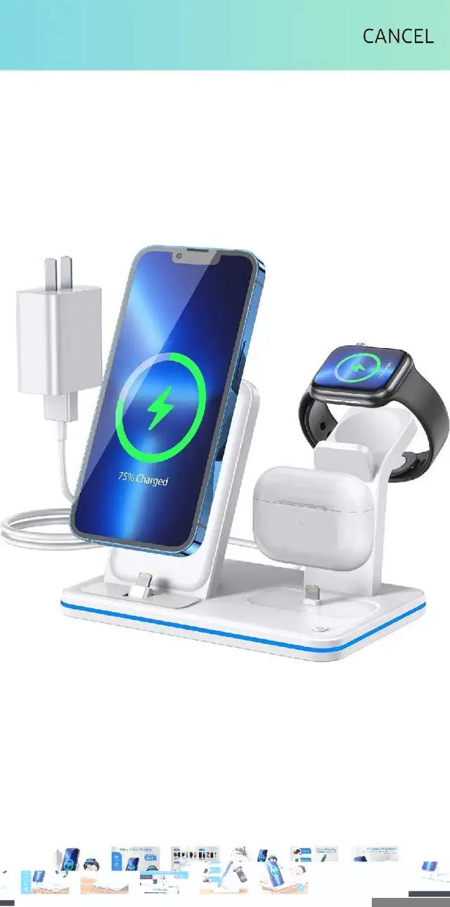 iPhone Charger Stand, QI Fast 3 in 1 Charging Station, Charging  in Cell Phone Accessories in Markham / York Region - Image 6