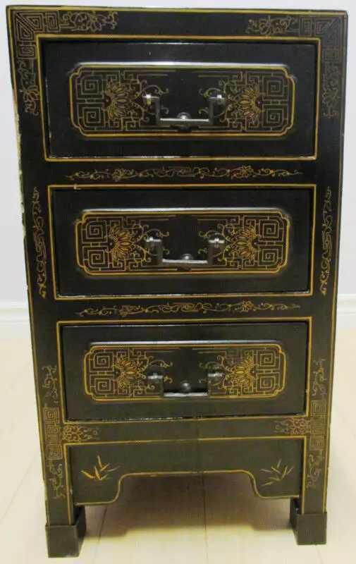 Vintage desk & chair with carved jade inlaid Black Lacquer in Desks in Stratford - Image 10
