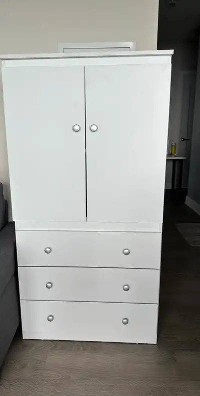 WHITE 60” STORAGE CABINET/SIDEBOARD – 3 DRAWERS + CLOSED STORAGE, View more