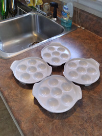 Ceramic Escargot Mushroom Plates Set of Four (4)