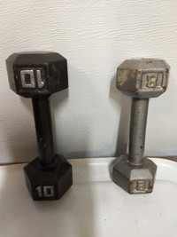 Metal dumbbells from 2 1/2 - 10 lbs.