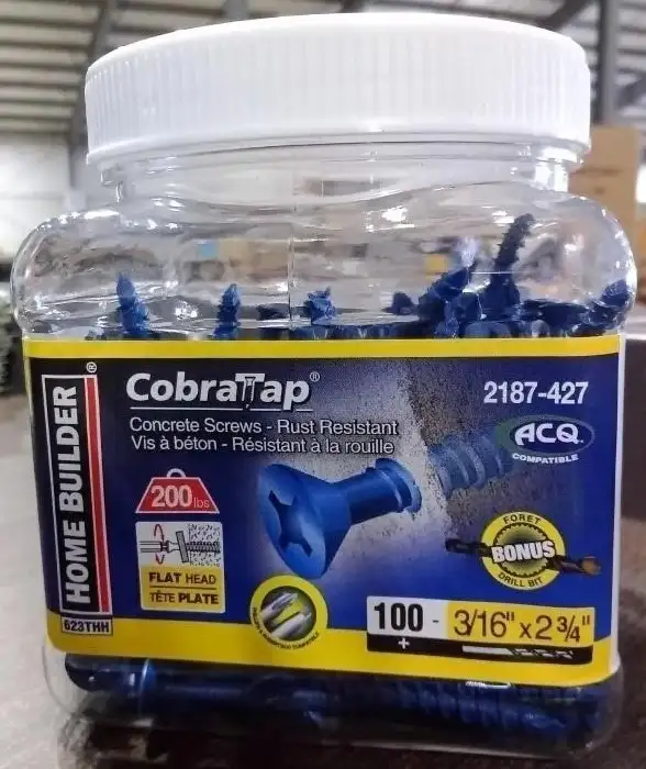 COBRATAP Flat Head Concrete Screws - 3/16 x 2 3/4 - Metal - 100