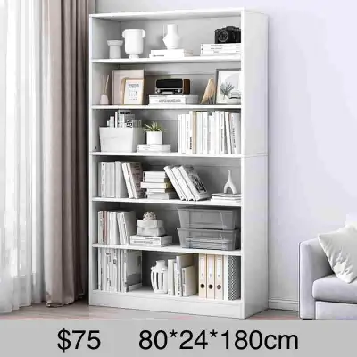 white 6-tier standard bookcase, View more