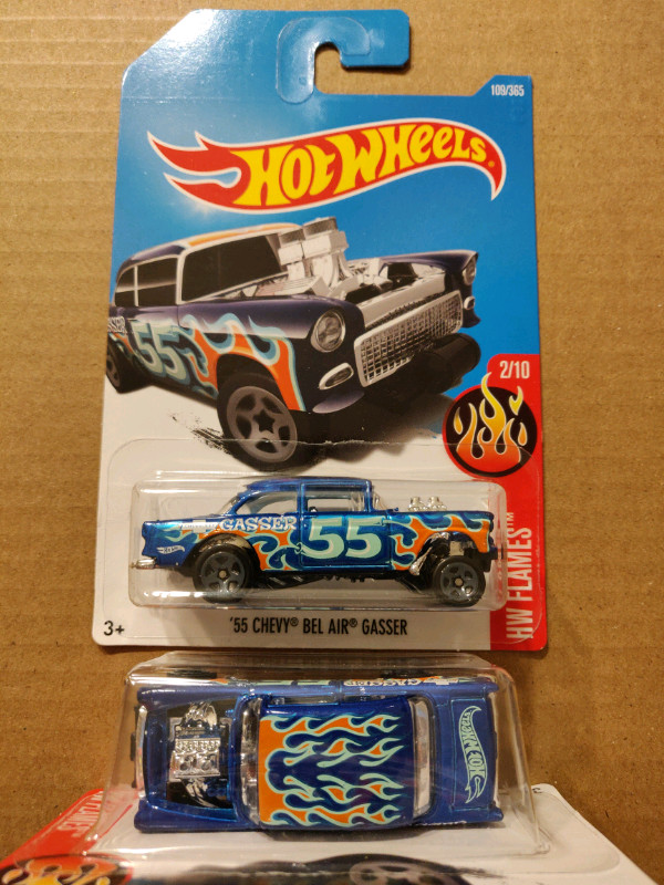 New Hot Wheels Flames 55 Chevy Bel Air Gasser 1/64 diecast car for sale  