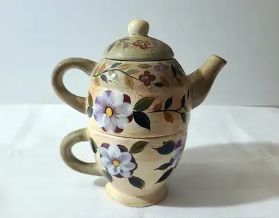 NWOT - Tea for One - Collectible Ceramic Teapot and Cup Set, View more