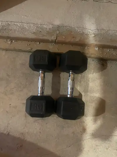 30 pound rubber dumbbells , View more