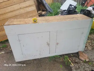 69x17x36 homemade 2 drawer 2 shelves wall mount unit Northside pickup delivery available for a fee 5...