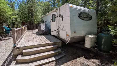 Imagine waking up to dappled sunlight filtering through a dense canopy of mature trees, with the gen...