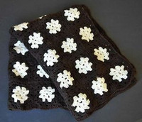 New brown and white 41 x 57-inch hand-crocheted afghan blanket