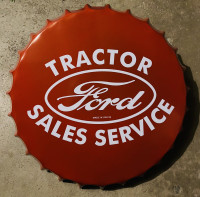 16” Ford Tractor Sales & Service Bottle Cap Metal Sign
