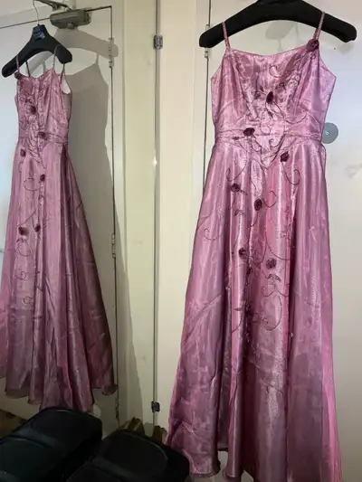 Pink Shimmer Floral Embroidered Formal Gown-size S, View more