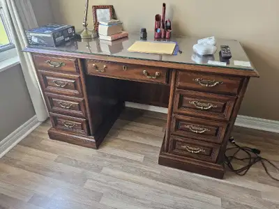 Executive Desk – Solid Wood with Glass Top, View more