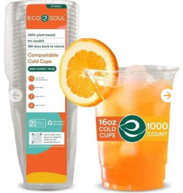 ECO SOUL 100% Compostable, Disposable Party Cups | Eco-friendly