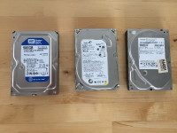 Lot of 3 hard drives, 2 x 500 GB, 1 x 400GB used, tested work