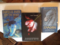 Books New moon, Charlie bone, Eragon