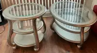 Modern Oval Cocktail Table Set, Glass-top