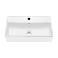 Claire Ceramic Rectangular Wall Mount Bathroom Sink with Overflo