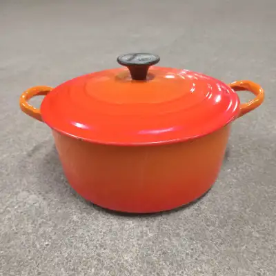 Le Creuset C Enameled Cast Iron Dutch Oven Pot Lid Flame Orange, View more
