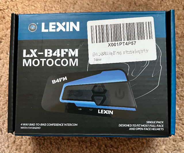 Lexin-B4FM Motorcycle 4 Way BT communication system- single pack in Fishing, Camping & Outdoors in Mississauga / Peel Region