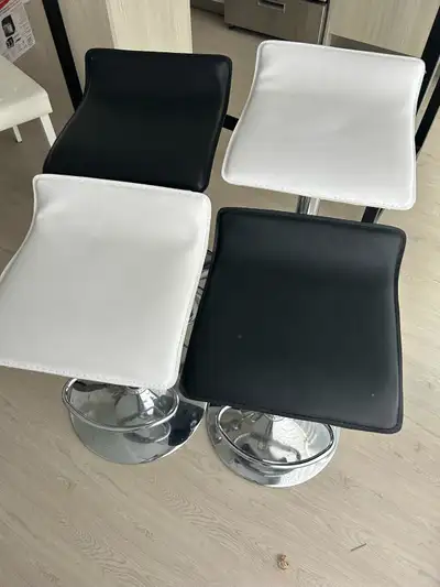 Set of 4 Bar Stools - Black and White, View more