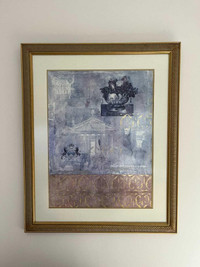 Painting in gold frame with passe-partout