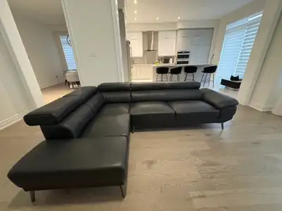 Black Leather Sectional Sofa, View more