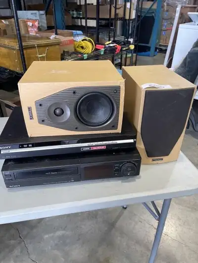 PAIR OF MISSION BOOKSHELF SPEAKERS + SONY DVD PLAYER, View more