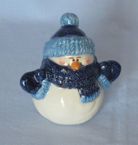 Decorative cute snowman figurine in ceramic