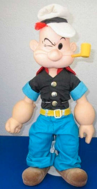 Vintage 1985 Popeye The Sailor Man Doll 18" with stand