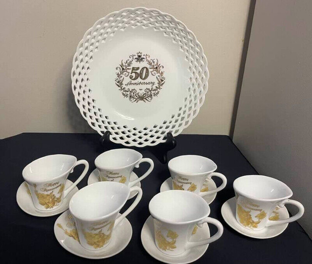 50th Year Anniversary Dish & Set Of Espresso Cups $15 & $25 in Arts & Collectibles in City of Toronto