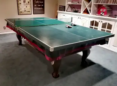 2 piece table tennis, each piece is 54 x 60 inches, easy to store and setup to make a standard 5x9 f...